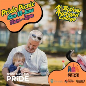Baccanalia Bishop Auckland Pride Picnic at Bishop Auckland College. 11am-2pm on Sunday 15th June 2025.