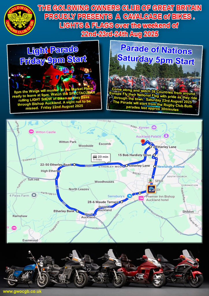 Parade Flyer, Goldwing Owners Club of Great Britain (GWOCGB) - 43rd British Treffen, 21st-25th August 2025.