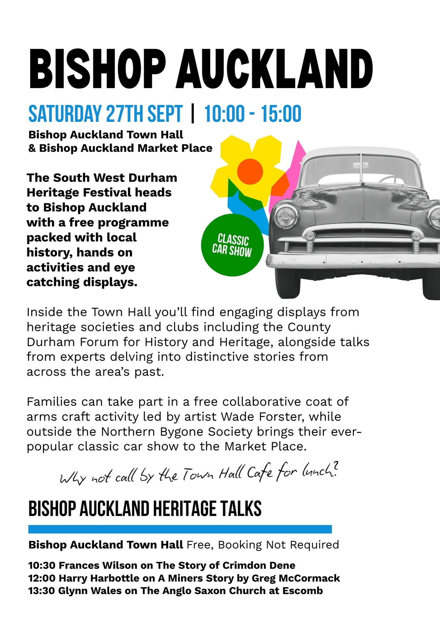 Heritage Fayre Poster, Bishop Auckland - Saturday 27th September 2025.