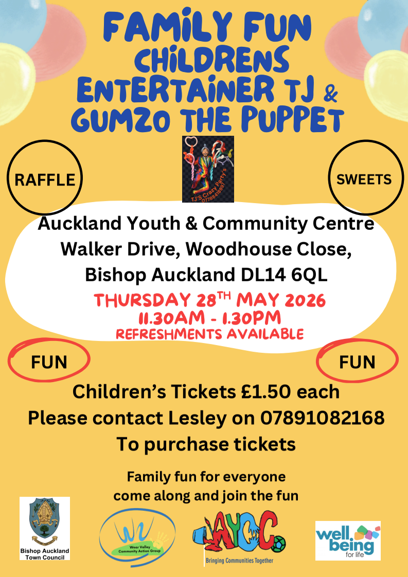 Auckland Youth And Community Centre (AYCC), Family fun Event on Thursday 28th May 2026, 11:30am-1:30pm. Tickets are required.