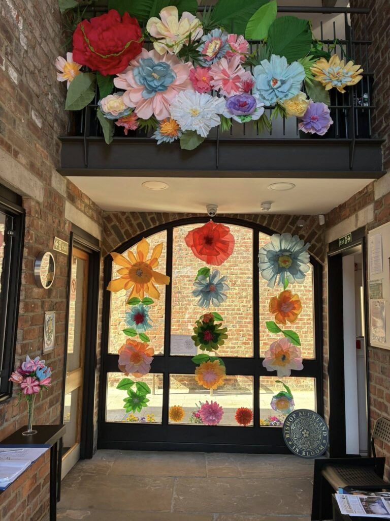 In Bloom display at the Town Council by creative students from Bishop Auckland College.
