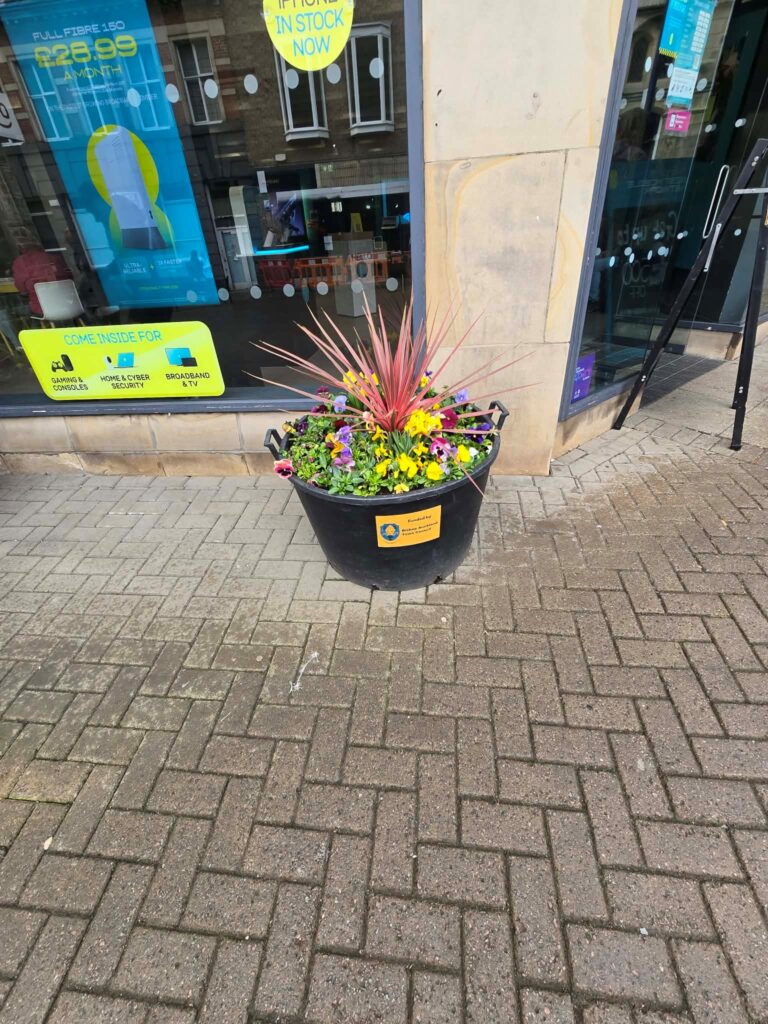 Spring Flower Tubs in around the Town, funded by Bishop Auckland Town Council.