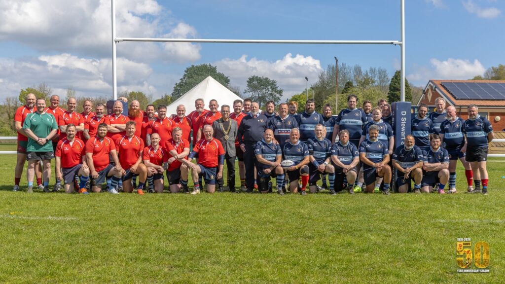 Taffs Reds verses Daves Blues with the Mayor, Sam Zair and John Walker, original squad Captain and the Referee is Gareth John, Junior Chairman. Photograph credit to: Neil Edgar.